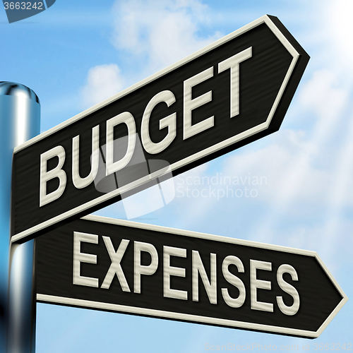 Image of Budget Expenses Signpost Means Business Accounting And Balance