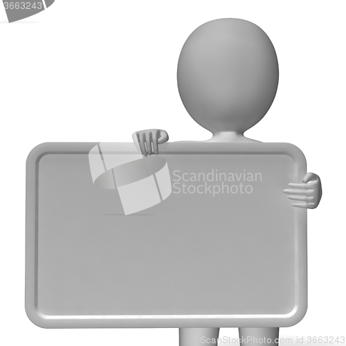 Image of Blank White Signboard With Copyspace Including 3d Character