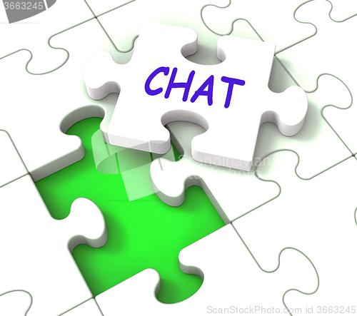 Image of Chat Jigsaw Shows Chatting Talking Typing Or Texting