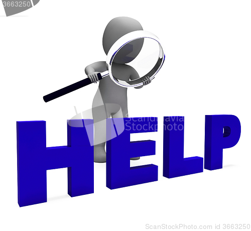 Image of Help Character Shows Helpline Helpdesk Assist Or Support