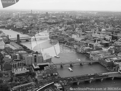 Image of Black and white Aerial view of London