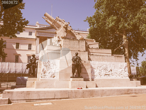 Image of Retro looking Royal artillery memorial in London