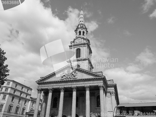 Image of Black and white St Martin church in London