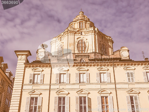 Image of Retro looking San Lorenzo church Turin