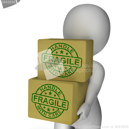 Image of Fragile Stamp On Boxes Showing Breakable Or Delicate Products