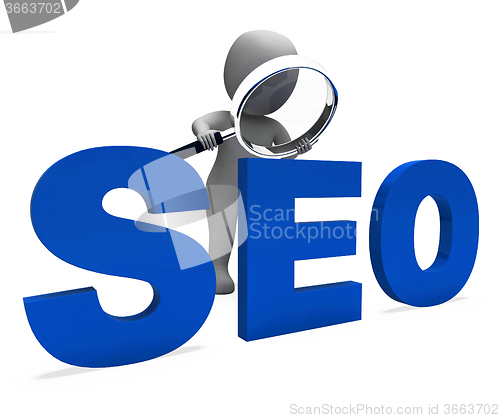 Image of Seo Character Shows Search Engine Optimization Optimized Online