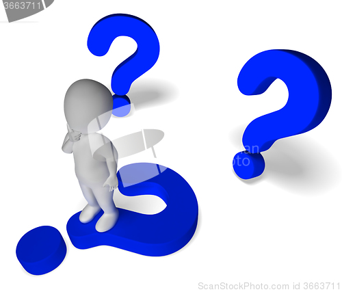 Image of Question Marks Around Man Showing Confusion And Not Sure