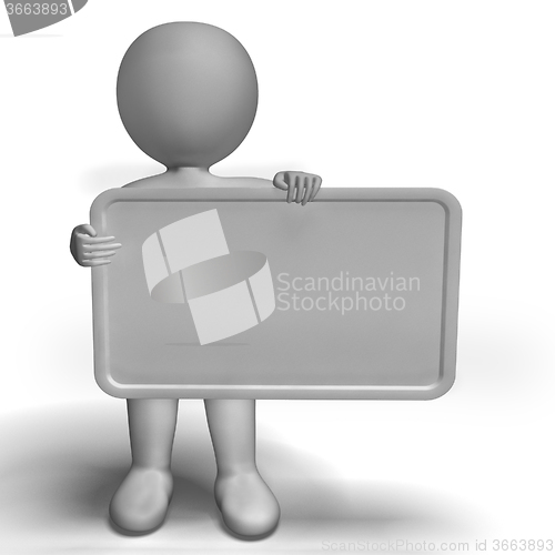 Image of Blank White Sign With Copyspace Includes 3d Character