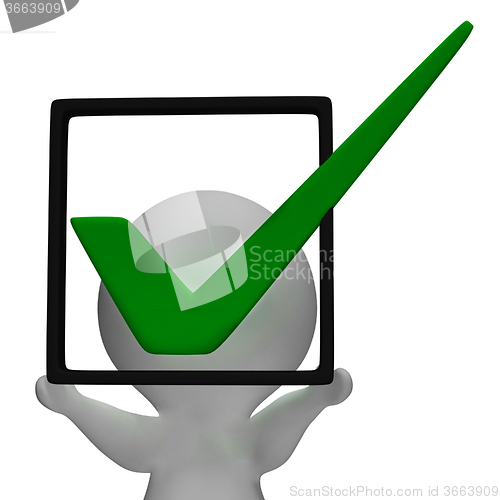 Image of Holding Checkbox Or Check Box Shows Approval Or Checked