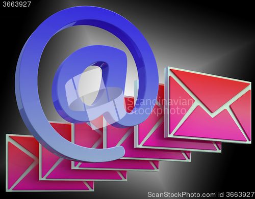 Image of At Sign Envelope Shows Online Mailing Communication