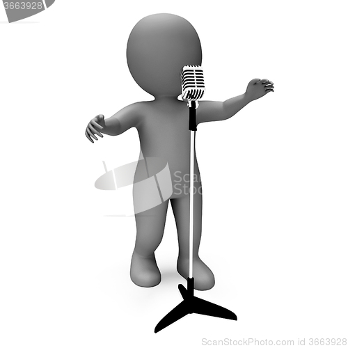 Image of Singer Character Shows Singing Or Talent Microphone Concert