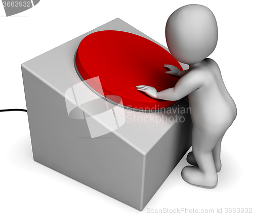 Image of Man Pushing Red Button Shows Controlling