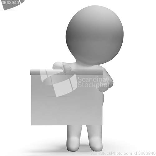 Image of Blank White Board With Copyspace Includes 3d Character