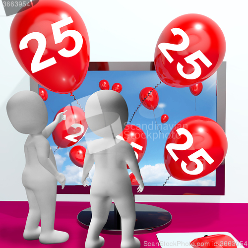 Image of Number 25 Balloons from Monitor Show Online Invitation or Celebr