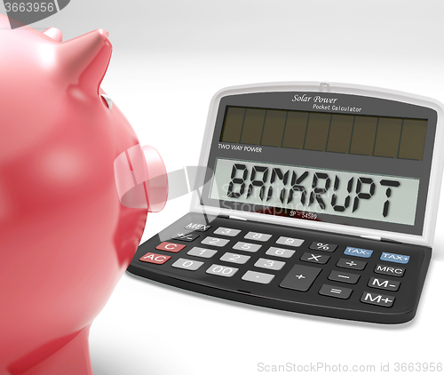 Image of Bankrupt Calculator Shows No Finance Ability