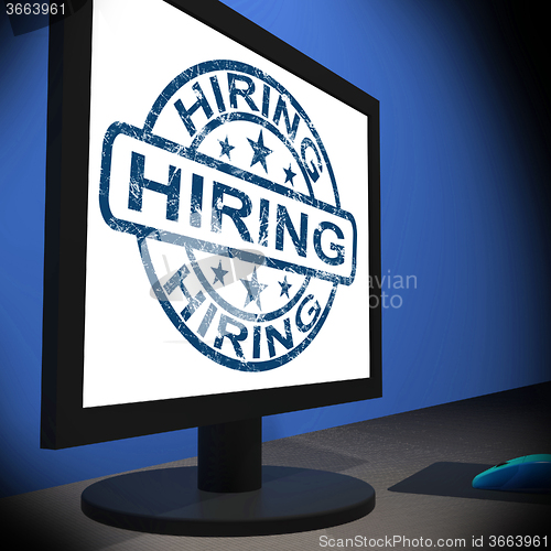 Image of Hiring Computer Message Shows Career Online Hire Jobs