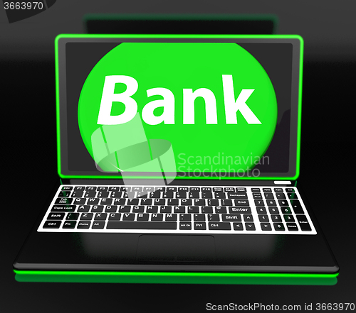 Image of Bank On Laptop Shows Internet Www Or Electronic Banking