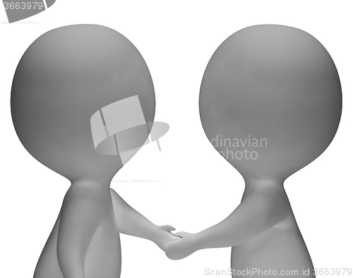 Image of Shaking Hands 3d Characters Showing Partners And Friendship