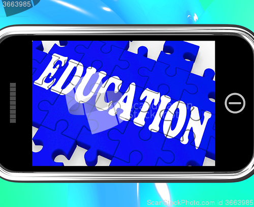 Image of Education On Smartphone Showing University Studies