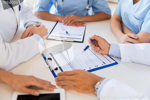 Image of close up of doctors with clipboards at hospital