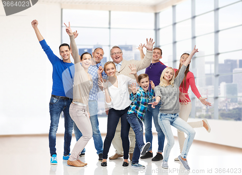 Image of group of smiling people having fun