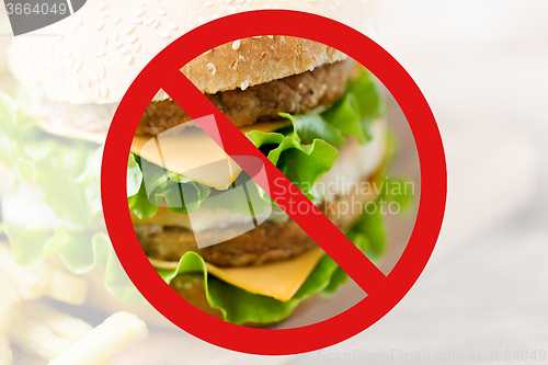 Image of close up of hamburger behind no symbol