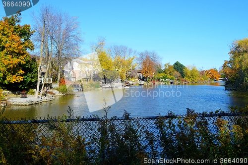 Image of A small lake in the fall.