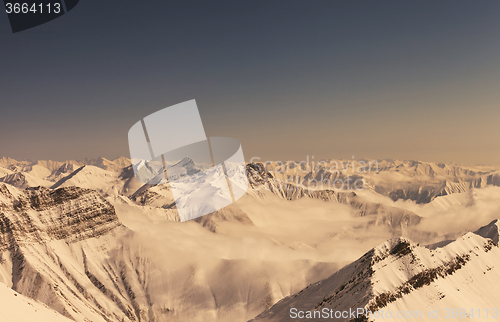 Image of Winter mountains in vintage effect