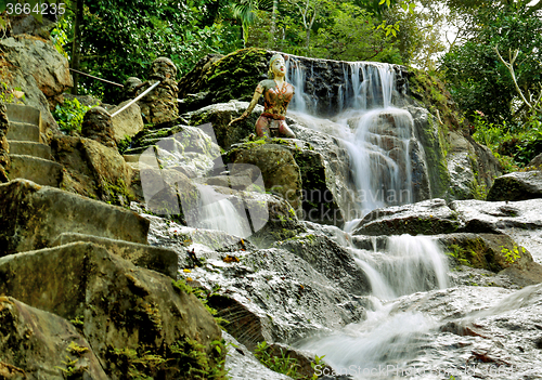 Image of Beautiful waterfall in mountains 