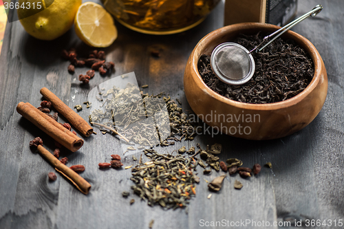 Image of berries  tea composition