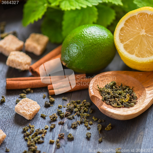 Image of berries  tea composition