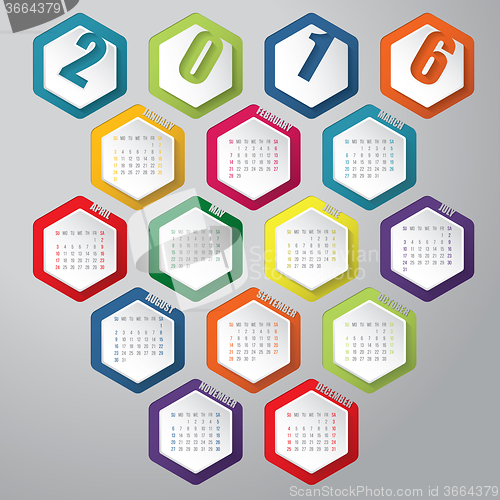Image of New 2016 calendar with hexagons