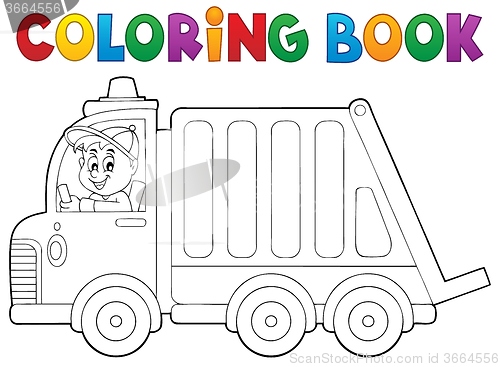 Image of Coloring book garbage collection truck