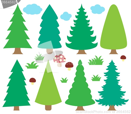 Image of Stylized coniferous trees collection 1