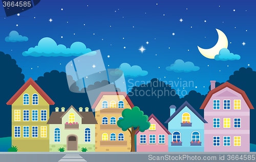 Image of Stylized town at night