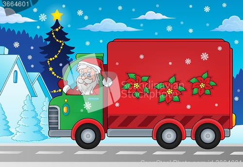 Image of Christmas theme delivery car image 2