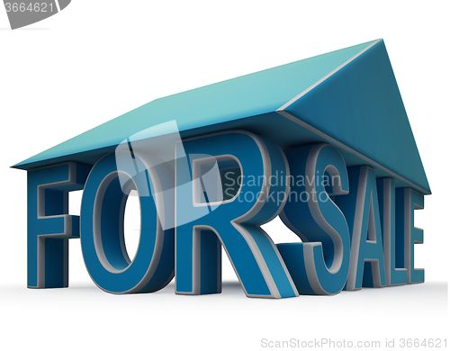 Image of For Sale Sign Under Home Roof