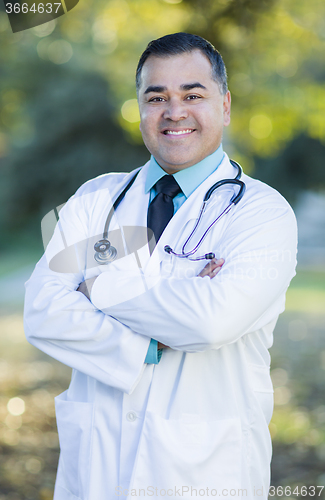 Image of Hispanic Male Doctor Portrait Outdoors