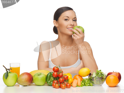 Image of woman with fruits and vegetables