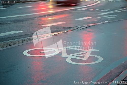 Image of Bicycle lane in the rain