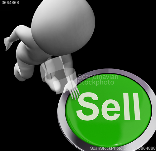 Image of Sell Button Shows Sales Selling And Business