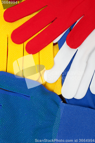 Image of colorful set of working gloves