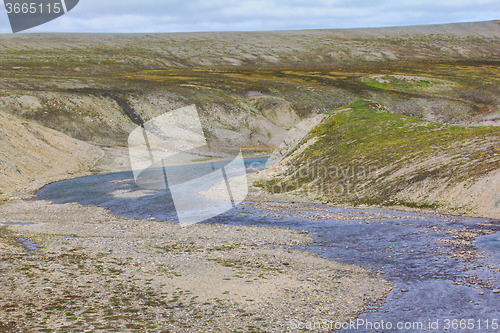 Image of Scarce landscape of cold Arctic desert. Novaya Zemlya archipelago. Nuclear testing range 1