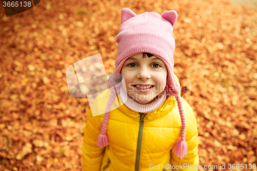 Image of happy little girl in autumn park