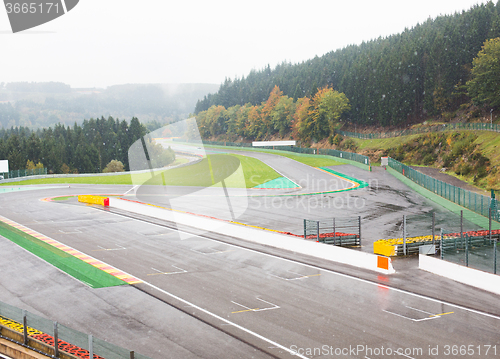 Image of close up of race track or road and snow