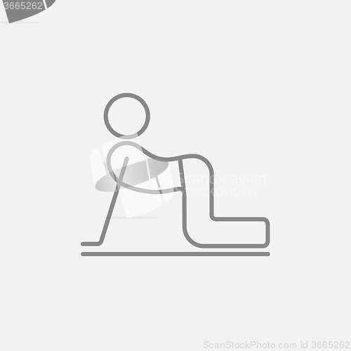 Image of Man practicing yoga line icon.