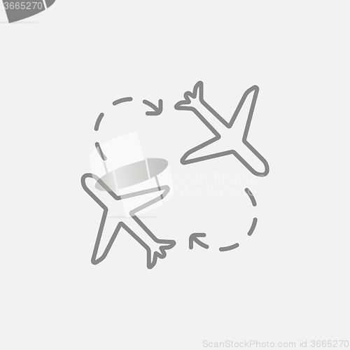 Image of Airplanes line icon.