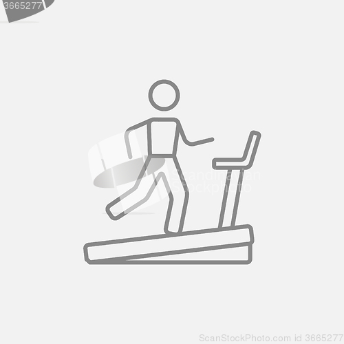 Image of Man running on treadmill line icon.