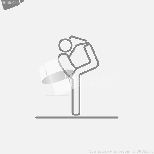 Image of Man practicing yoga line icon.