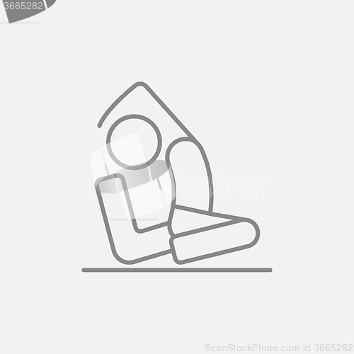 Image of Man practicing yoga line icon.